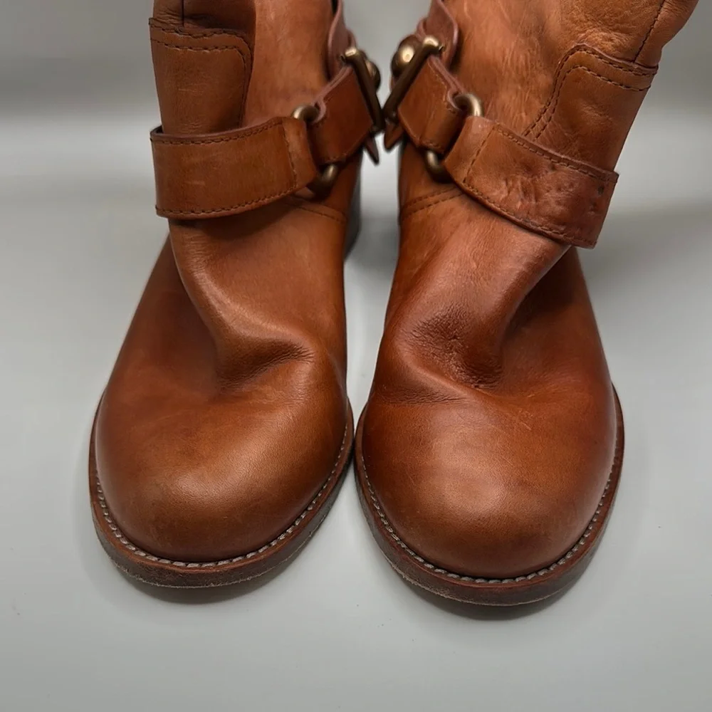 Coach Natalie‎ Sz 6 1/2 Cognac Brown Leather Riding Boots
